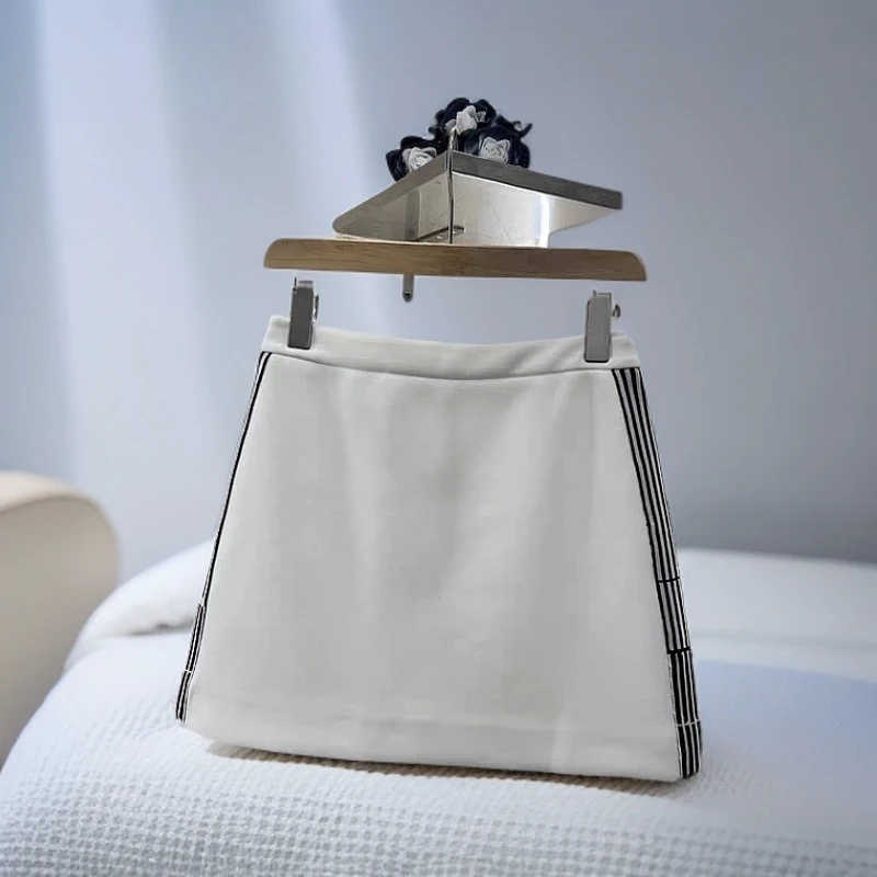 韩国东大门法式减龄少女港范儿淑女甜美减龄条纹拼接短裙半身裙