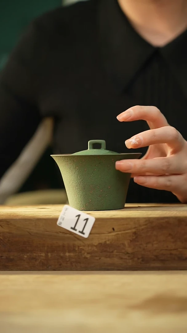 【闪购商品】瓷片设计师手作款 苔藓绿系列 盖碗