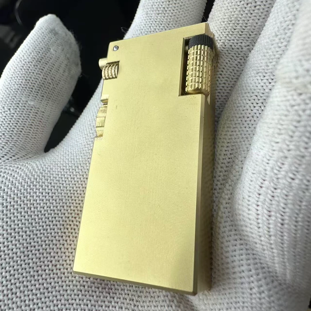 黄铜光板煤油打火机高档复古一体窄版侧滑双仓男士经典商务机