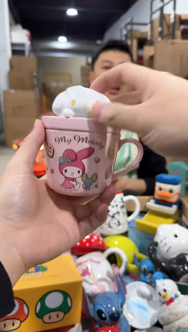 瓷片原盒立体甜品美乐蒂带盖杯