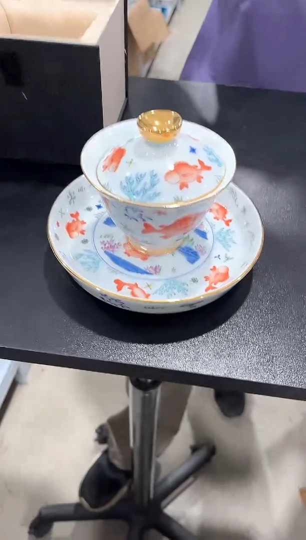 杯子骨瓷（原盒）壶承  盖碗一套