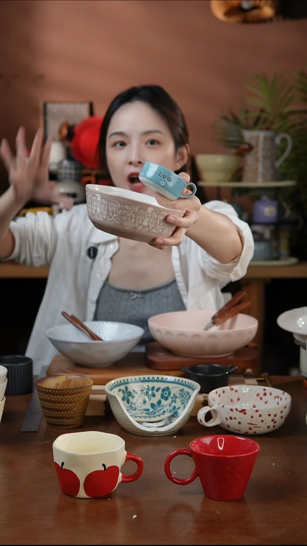 瓷片6英寸浮雕矮碗+小杯 微瑕 凑满20发货
