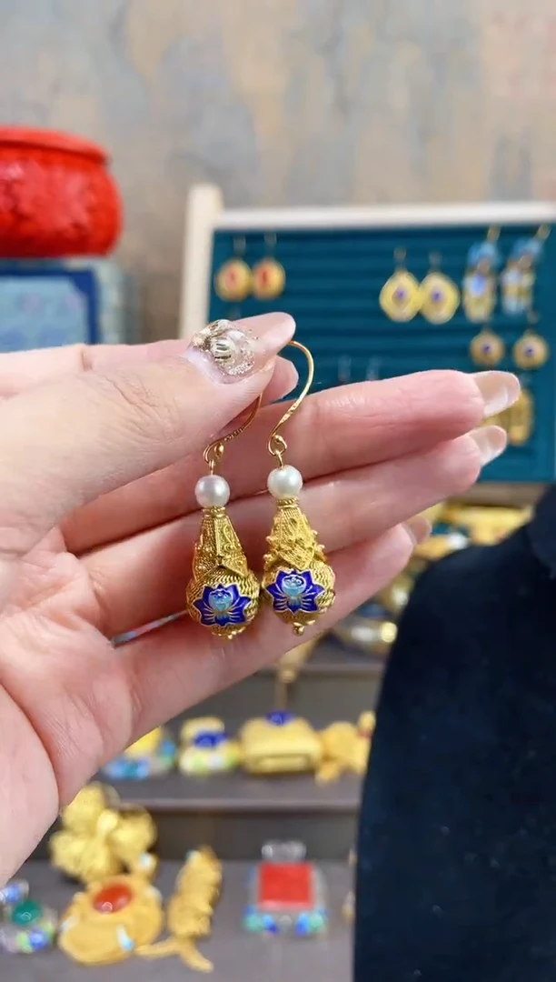 【闪购商品】非遗绝技花丝镶嵌耳环