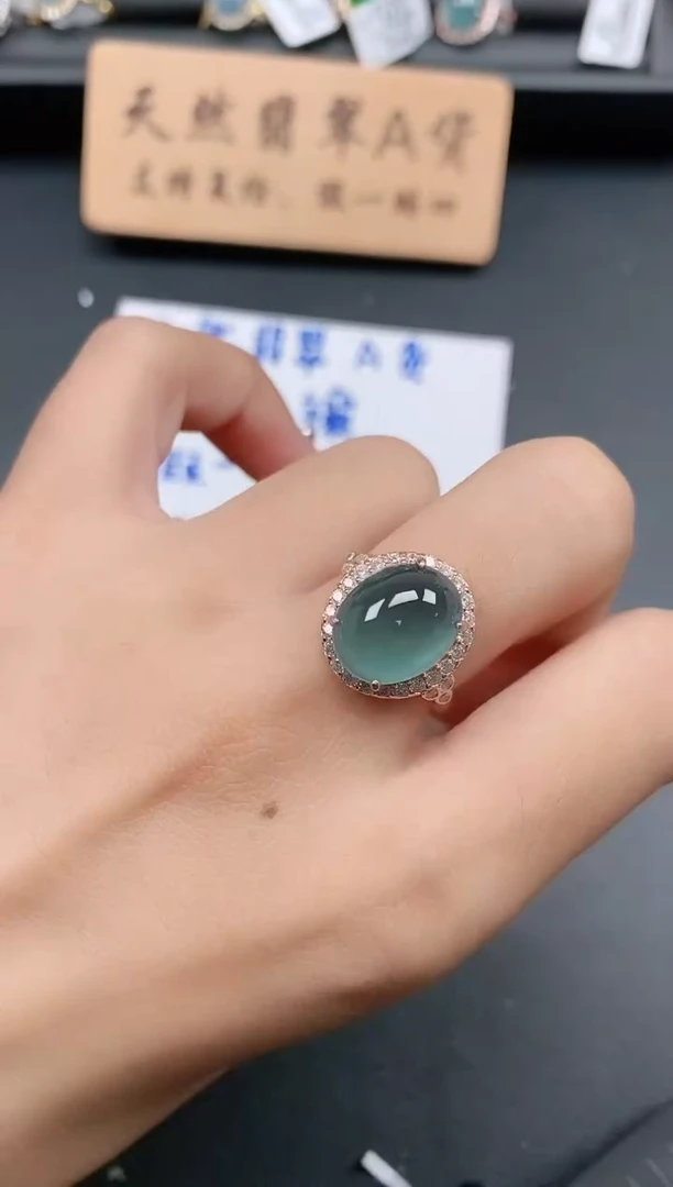 银S925镶嵌戒指翡翠1111111