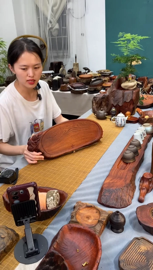 老挝红酸枝湿泡茶盘43-16-3.5