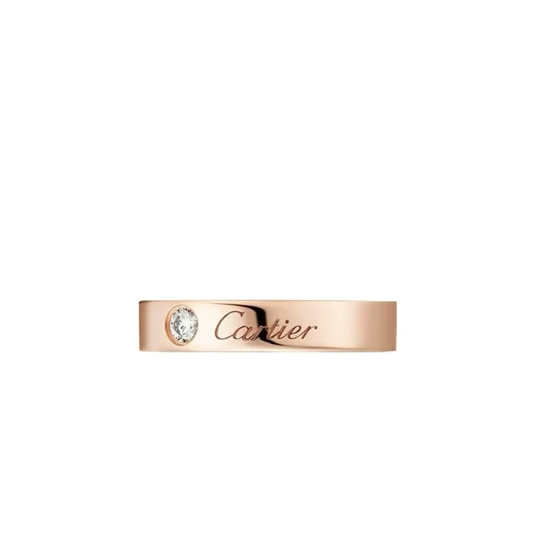 99新 Cartier/卡地亚 卡地亚C系列玫瑰金钻石窄版戒指B4086400