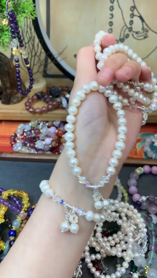 【闪购商品】淡水珍珠手绳银S925镶嵌1381