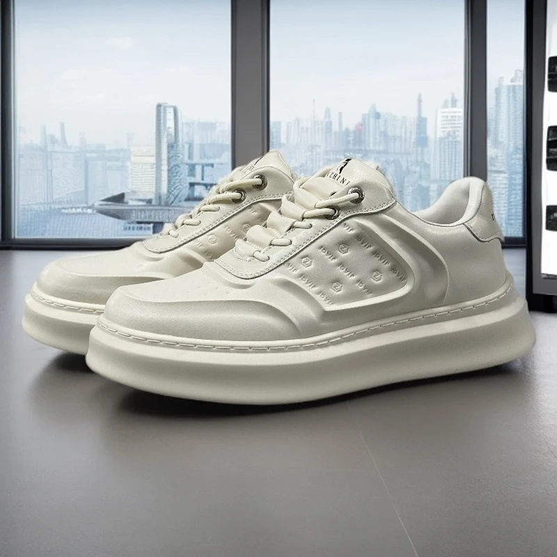 【8186】秋季新款真皮透气小白鞋百搭舒适简约低帮鞋男士休闲板鞋