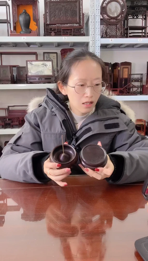 【闪购商品】风车木（黑檀木）香炉加底座20