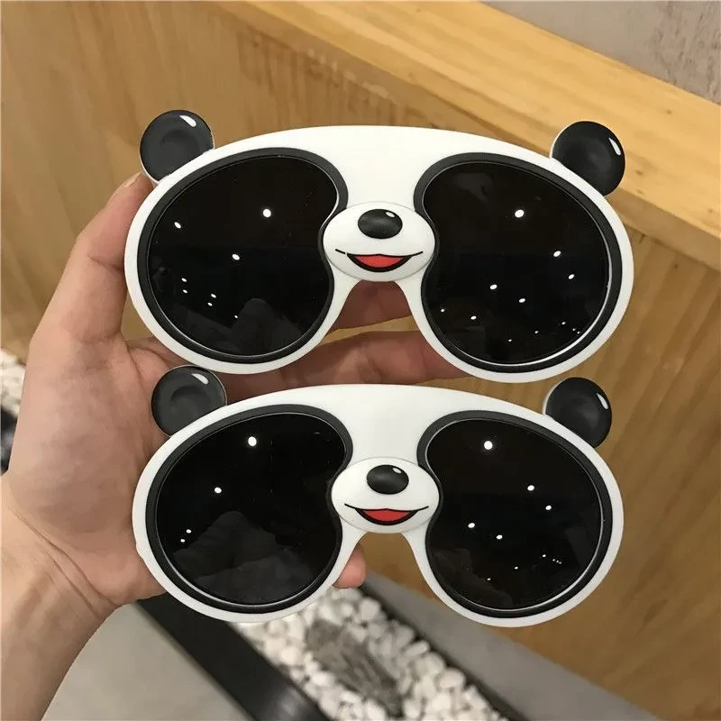 可爱熊猫宝宝软硅胶太阳镜防紫外线网红可爱卡通遮阳镜简约百搭