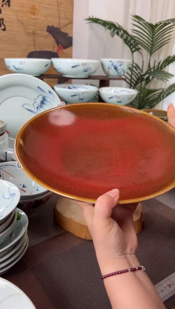 手绘城**院预售/窑变天目11.5寸小足深碗（3只装）