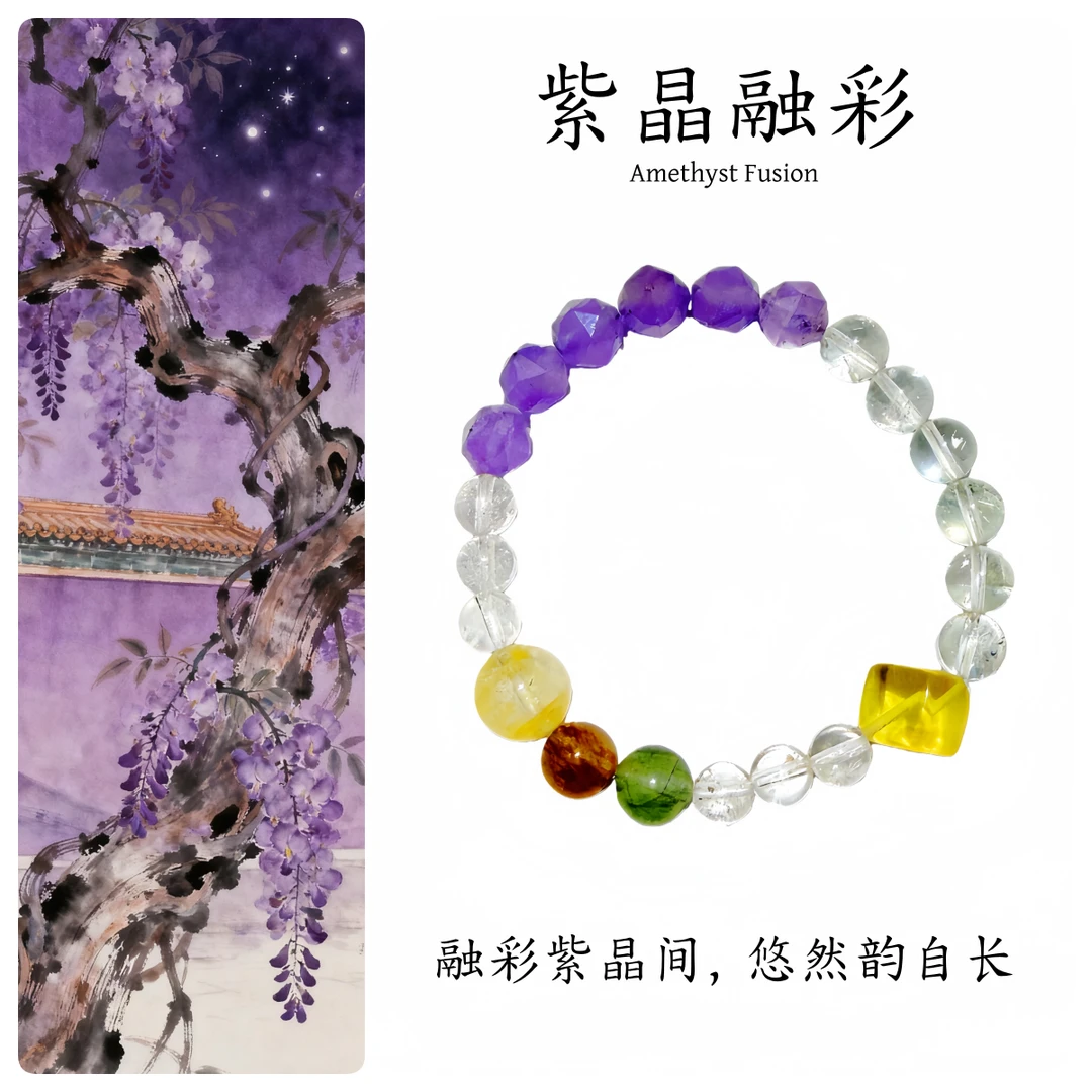 【紫晶融彩】纯天然水晶手串 百搭高级感 多样性发其一 轻奢小众