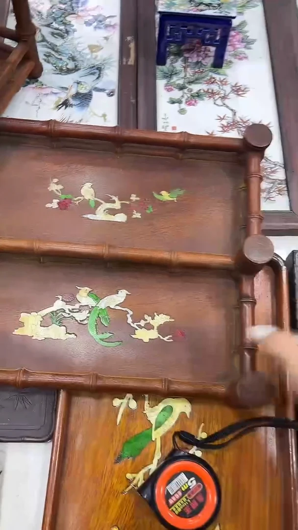 木沐头淘摆件木雕件  阶梯茶具架