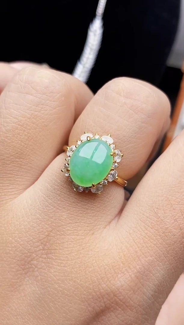 银S925镶嵌戒指翡翠0329