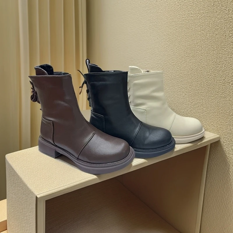 侧拉链1319-2后携带舒适款百搭时尚平底休闲鞋圆头英伦风女士冬季