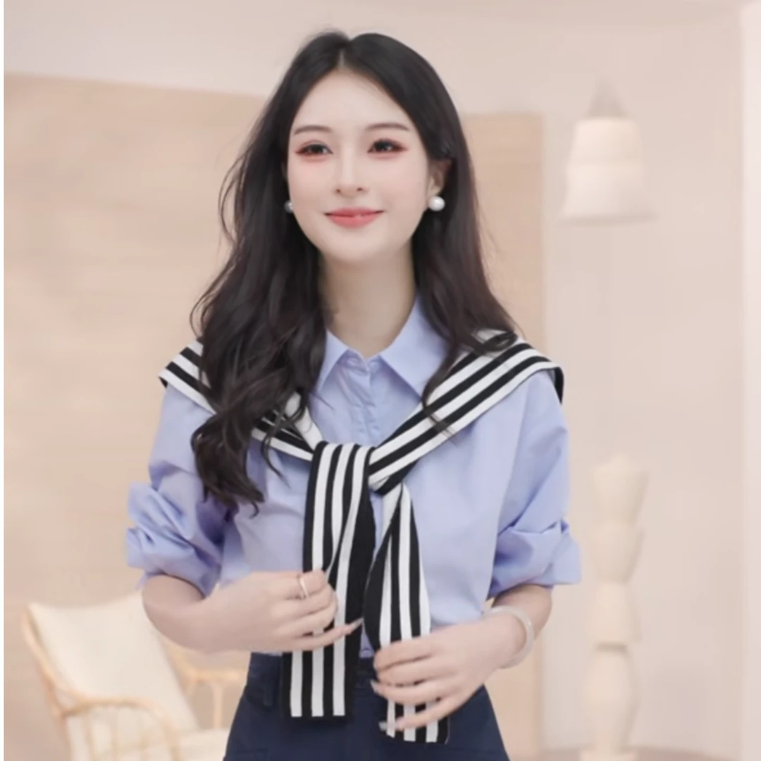 【欧若风新品】茵曼春季法式百搭职业长袖衬衣时尚休闲百搭舒适衬衫