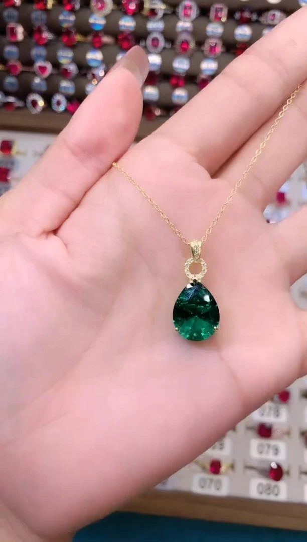 吊坠透辉石银S925镶嵌金色15