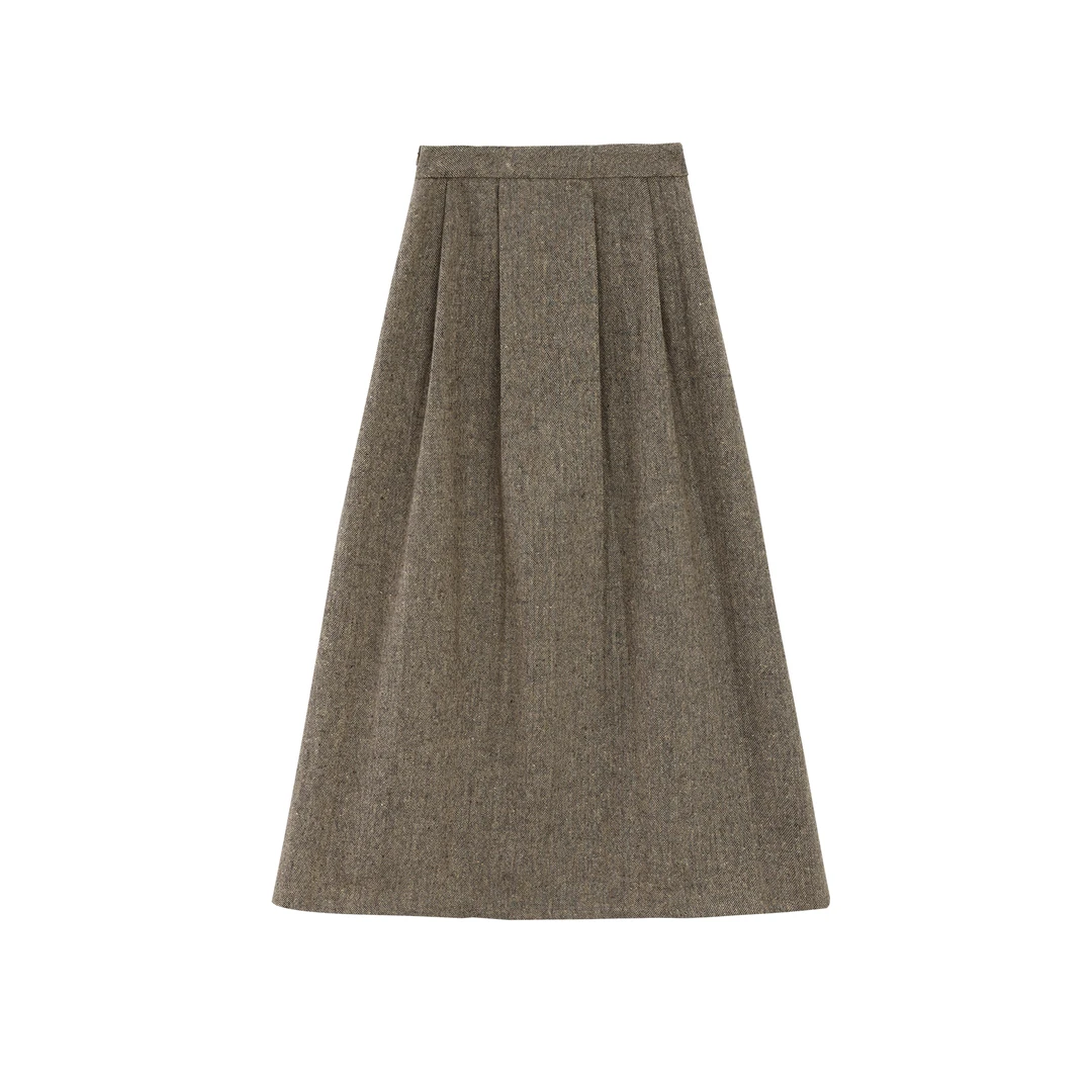 【清清】【只此青绿】秋季新款千金学院风小香半身裙DYL662115