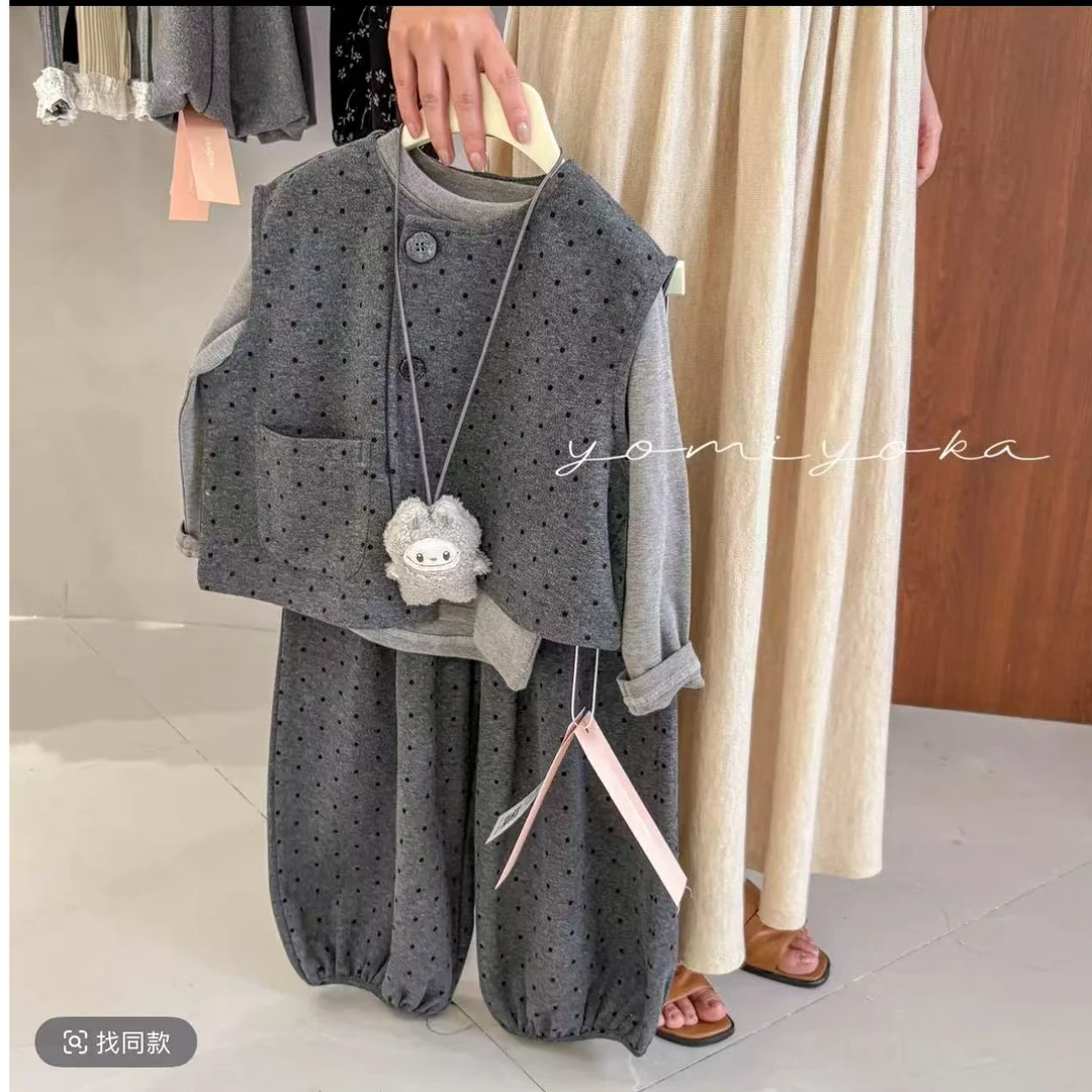 女童秋装三件套波点休闲女宝宝韩版套装洋气SQ1308