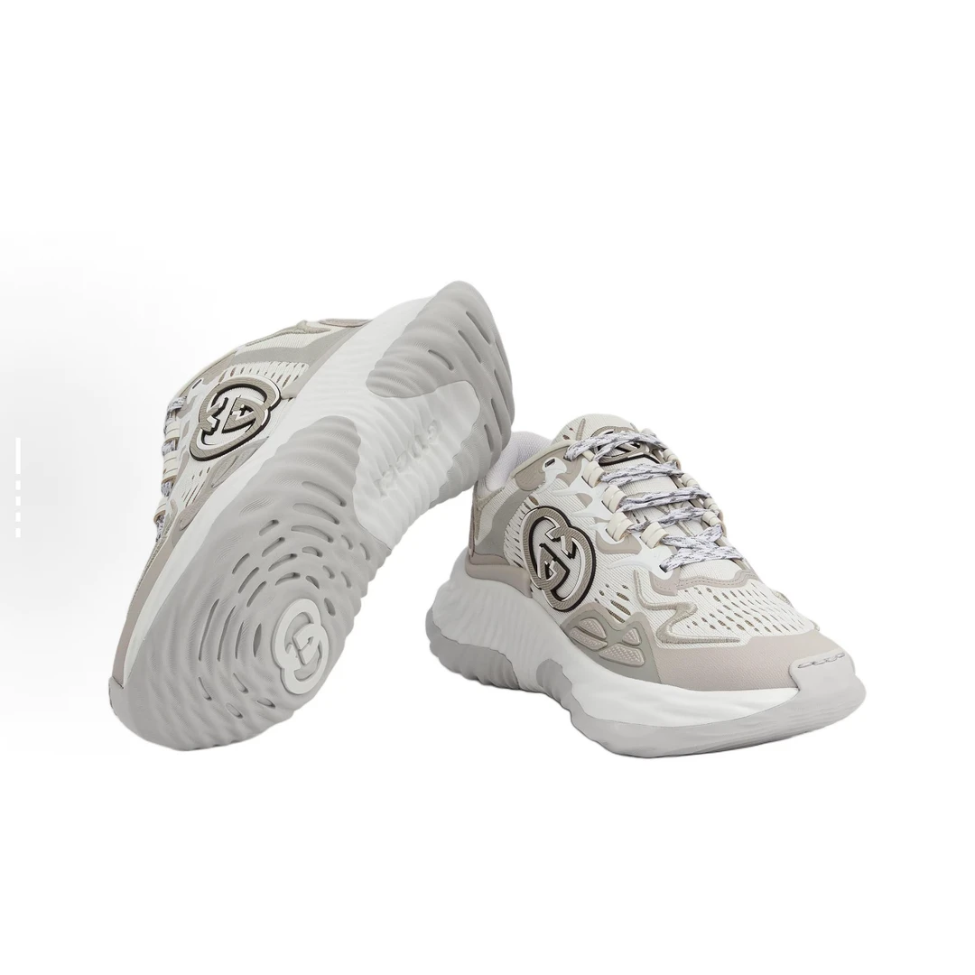 未使用 GUCCI/古驰 全新 Ripple网布 圆头系带 厚底 低帮 休闲鞋