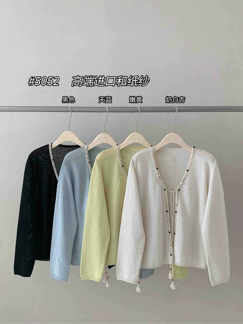 【素简.500152】春款上新高端进口和纸海岛假日设计女装上新针织衫