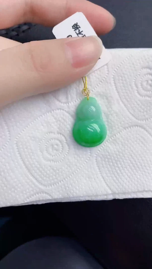 颈饰18K金镶嵌翡翠天然翡翠缅甸A货