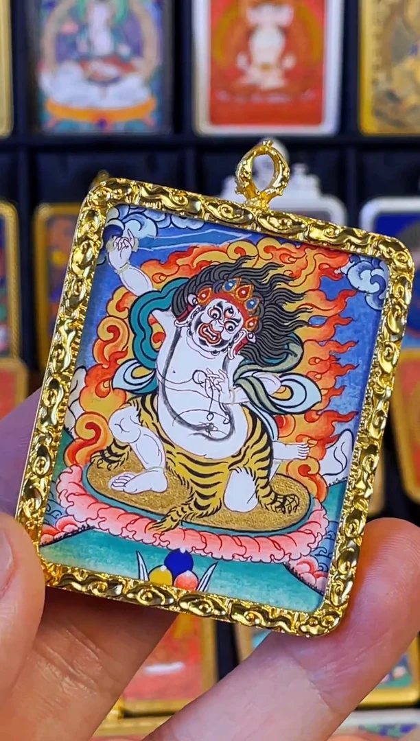 吊坠热贡纯手绘唐卡白色不动