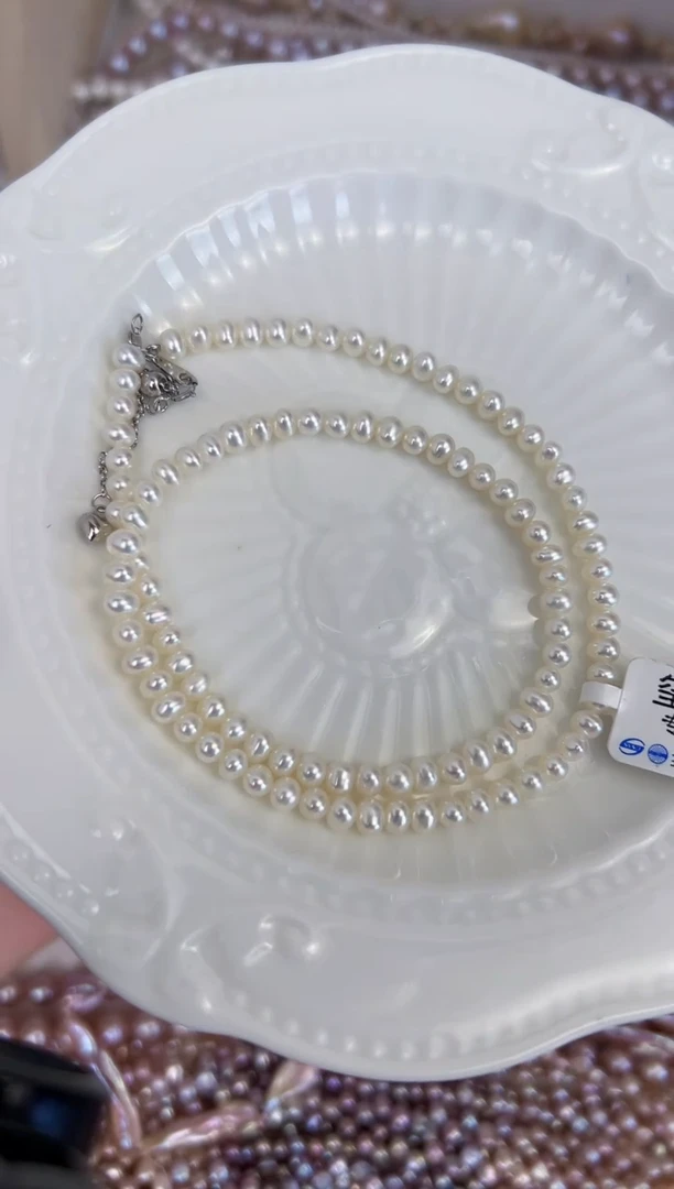 淡水珍珠银S925镶嵌颈饰A17