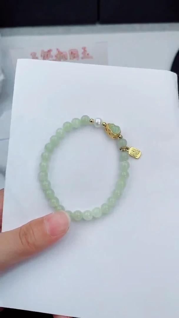 未镶嵌手串和田玉岚钻微色差T1017