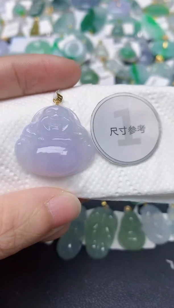 颈饰18K金镶嵌翡翠天然缅甸A货翡翠