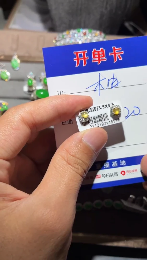 银S925镶嵌翡翠耳饰柚*柚宝