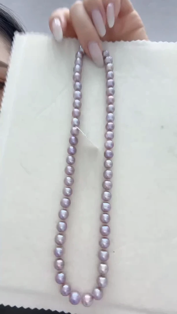 颈饰银S925镶嵌淡水珍珠丁香紫 无核 7.3-8.4
