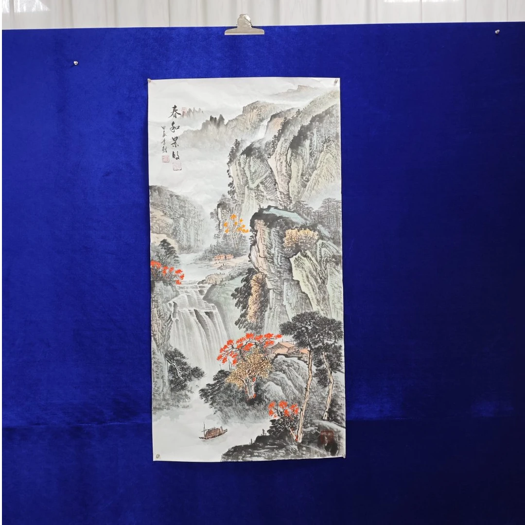 春和景明z李鲤 手绘作品画芯尺寸138cm*70cm
