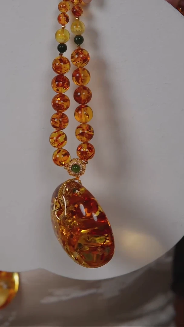 琥珀（花珀）项链未镶嵌花珀平安扣