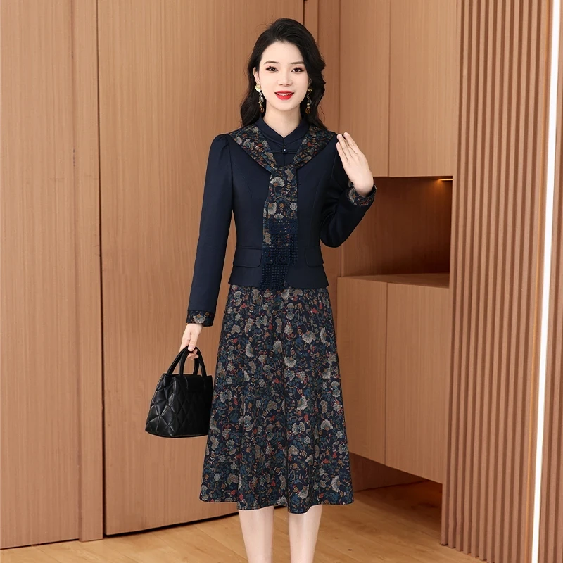 拉夏贝尔小香风套装贵夫人连衣裙女春装2025新款轻奢高级感两件套