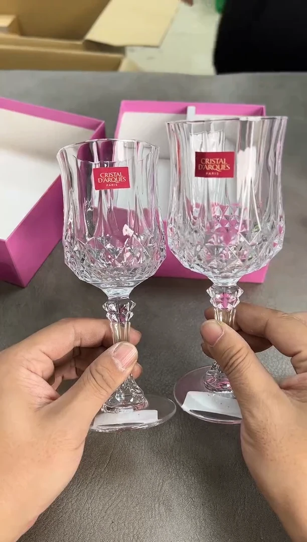 水晶高足杯两只入全新