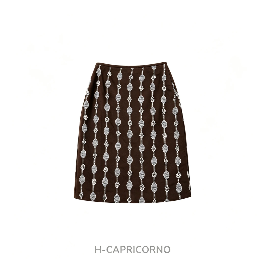 H-CAPRICORNO重工钉珠高级感镶钻亮片短裙法式优雅气质女半身裙