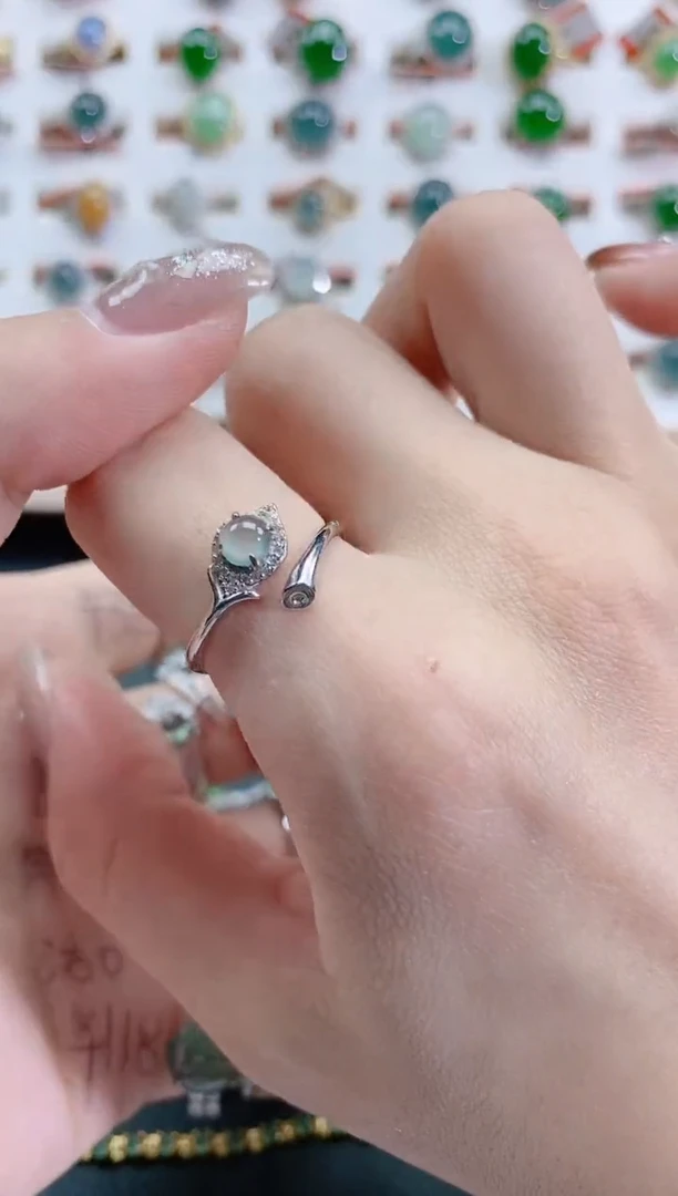 银S925镶嵌戒指翡翠天然翡翠