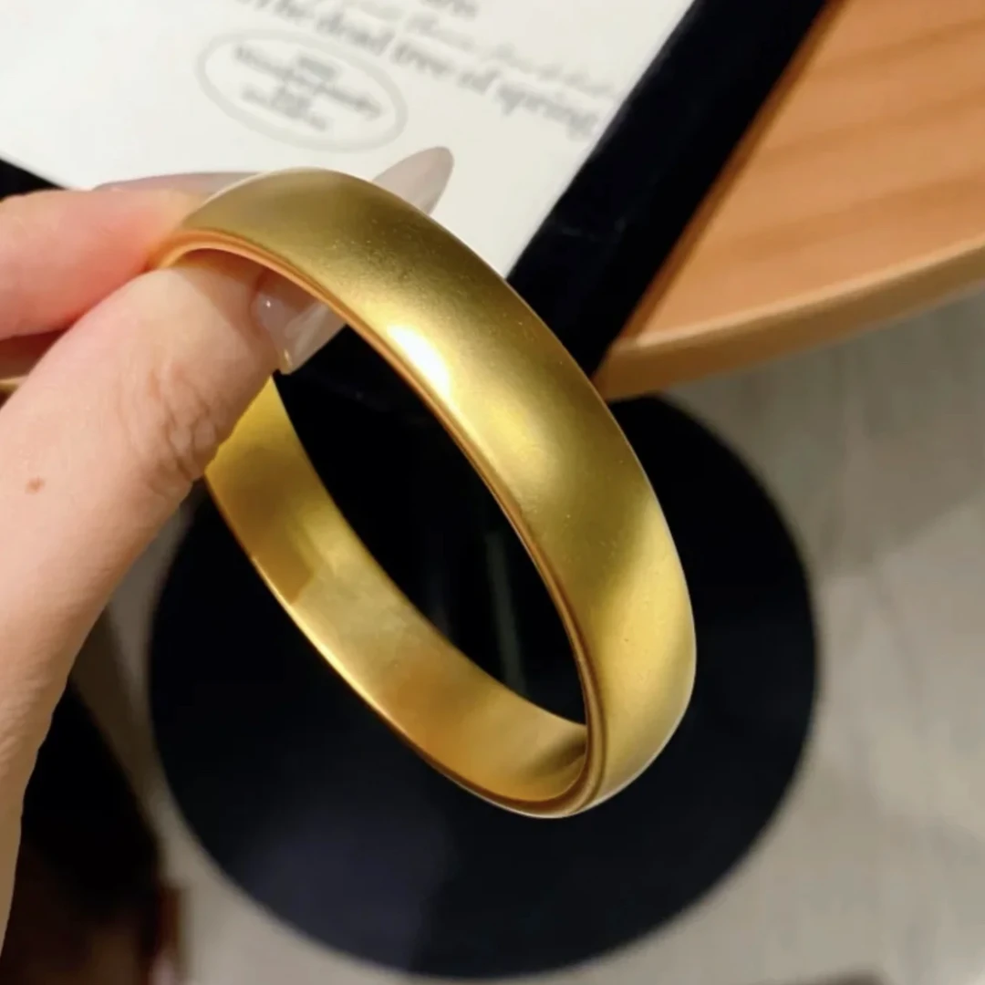 铜合金手镯 铜合金手镯 宽面轮胎手镯素圈闭口结婚镯子送女友礼物