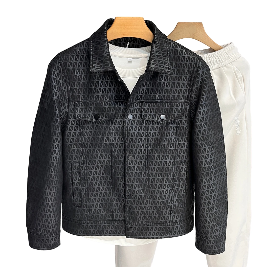 卢密洛布登翻领夹克男士春秋季印花休闲韩版外套男士修身上衣潮流