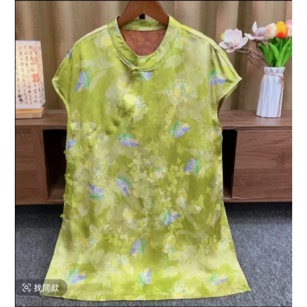 【绿烟蝶踪】日常中长裙花纹网红国潮 R0837
