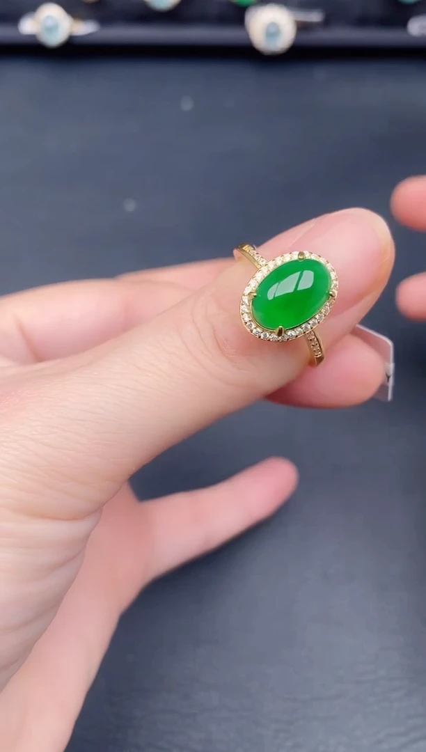 银S925镶嵌戒指翡翠天然a货翡翠148