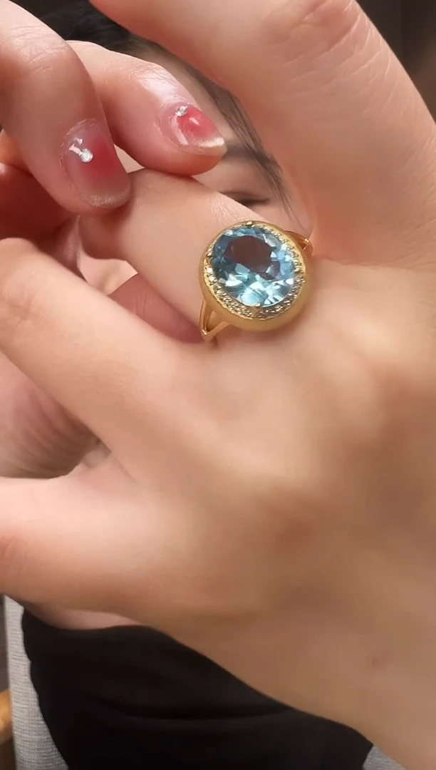 银S925镶嵌戒指托帕石3【主石8ct】