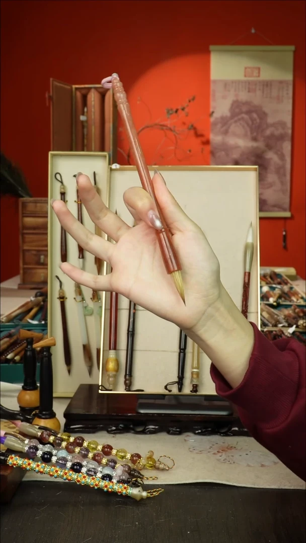 110号闪孤品高货毛笔链接 清水试笔 蘸墨不退