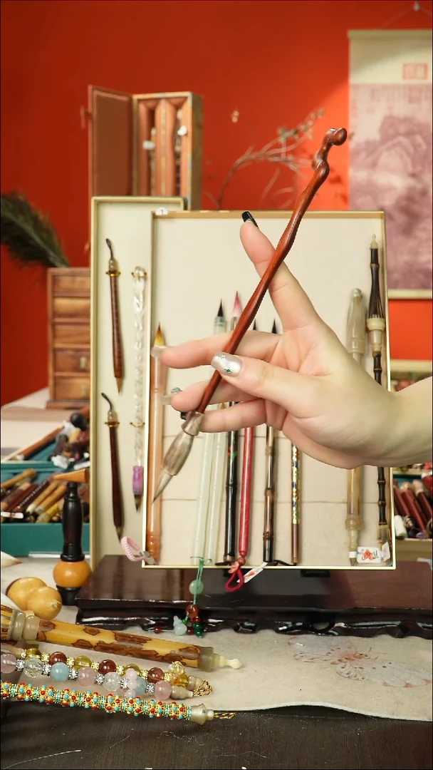 207号闪孤品高货毛笔链接 清水试笔 蘸墨不退