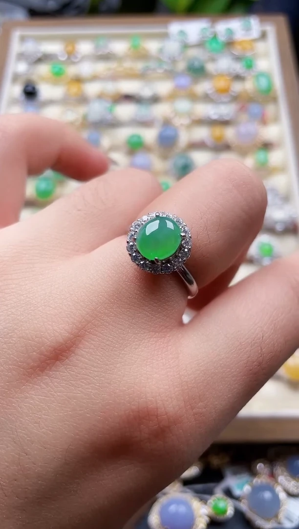 银S925镶嵌戒指翡翠82