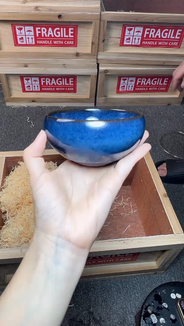 茶盏回蓝 钵 建窑建盏主人杯