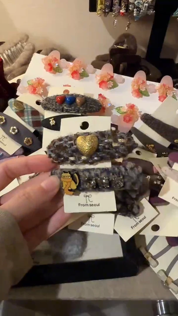 合金布艺围巾小猫发夹