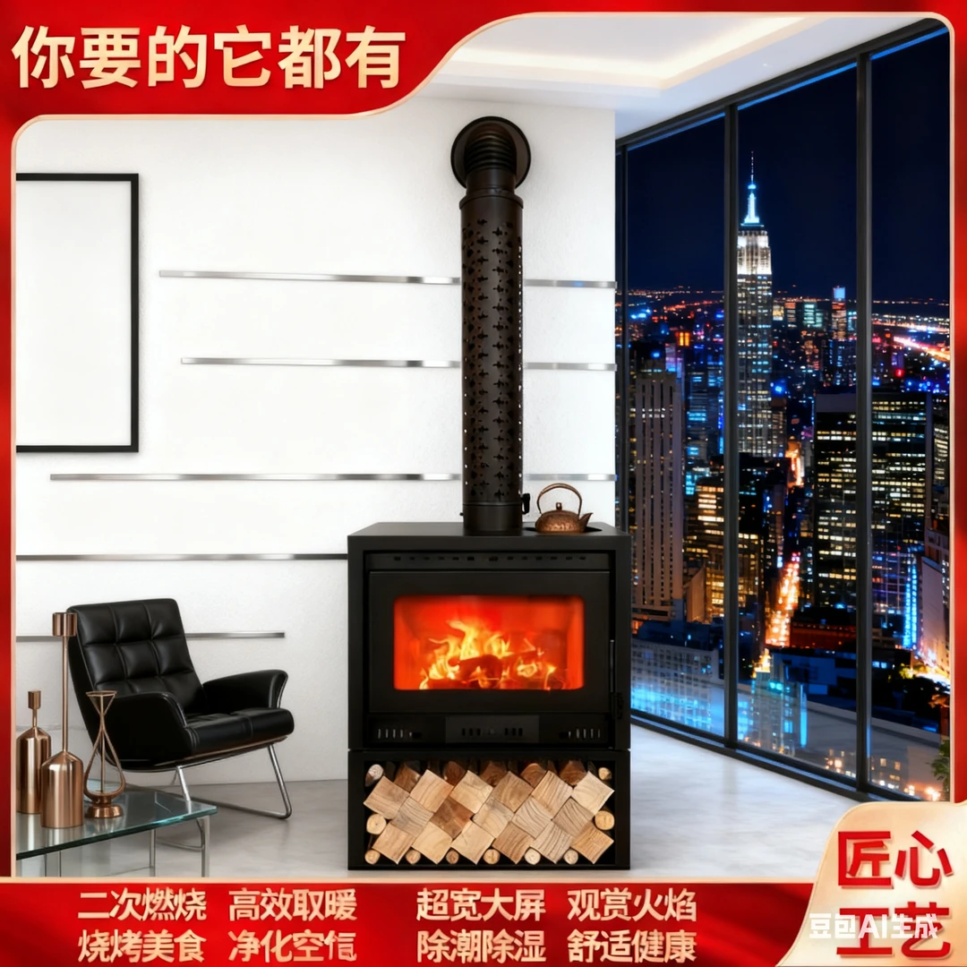 87型（制热200平新款真火然木壁炉豪华套装（别墅壁炉真火木柴家用