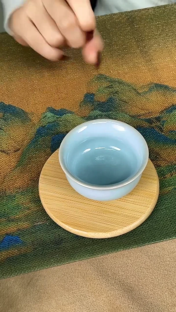 杯子瓷韩红 天青釉 小如意